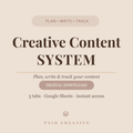 Creative Content System | Google Sheets Planner for Creators & Small Businesses
